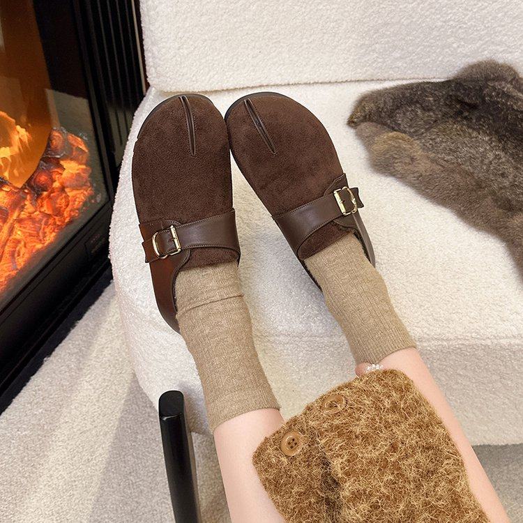 复古绒面勃肯鞋女2025年新款平底圆头单鞋百搭软底一字扣玛丽珍鞋,淘宝优惠券,粉丝福利购,淘宝优惠卷