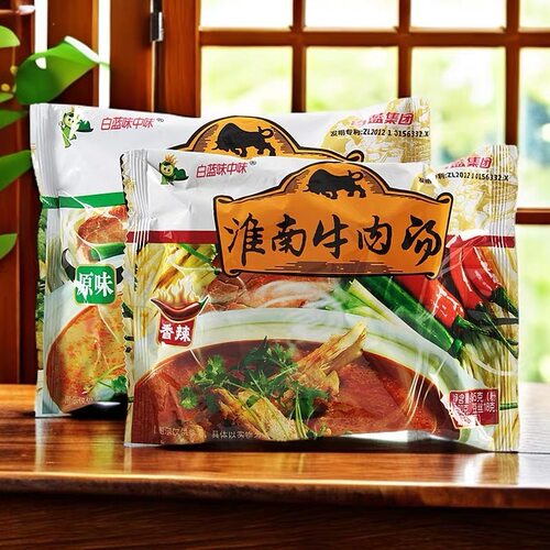 [整箱]淮南牛肉汤袋装白蓝红薯粉丝方便面速冲泡即食特产香辣批发 - 图1