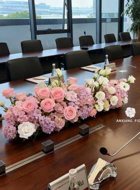 会议桌摆花仿真花商务晚宴桌花