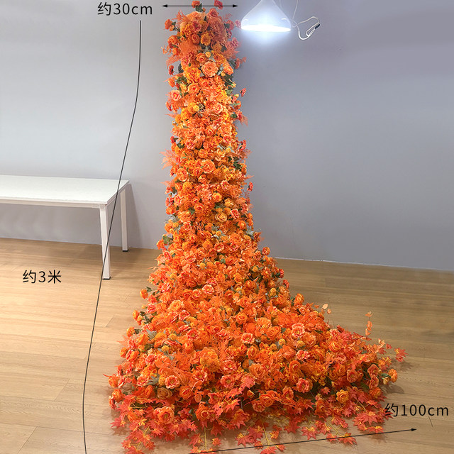 Orange waterfall simulation flower wall opening decoration