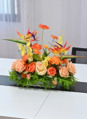 会议桌摆花仿真花商务活动装饰花