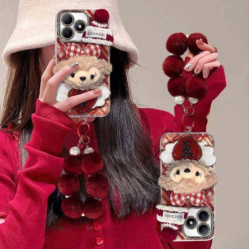 适用华为hi畅享80S手机壳70Pro毛绒雪莉玫60时尚潮流50网红爆款40可爱卡通30带挂绳公仔hi畅享70全包硅胶防摔,淘宝优惠券,粉丝福利购,淘宝优惠卷