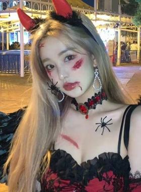 暗黑哥特风猩红宝石项链复古小众