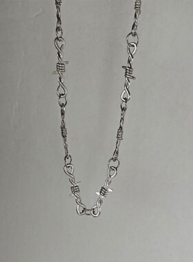 银色荆棘合金吊坠毛衣链男女通用