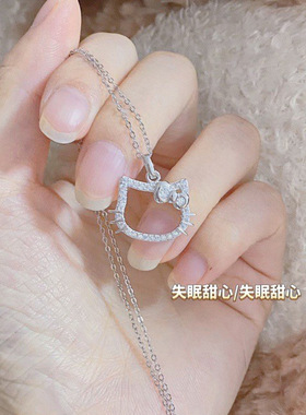 合金卡通Kitty猫镶钻项链项链