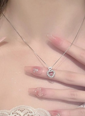 合金锁骨链灵动粉钻爱心项项链