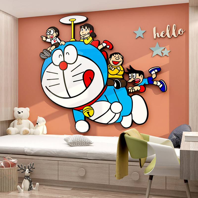 哆啦a梦机器猫贴纸儿童房间墙面装饰布置床头件亚克力3d立体壁画,淘宝优惠券,粉丝福利购,淘宝优惠卷