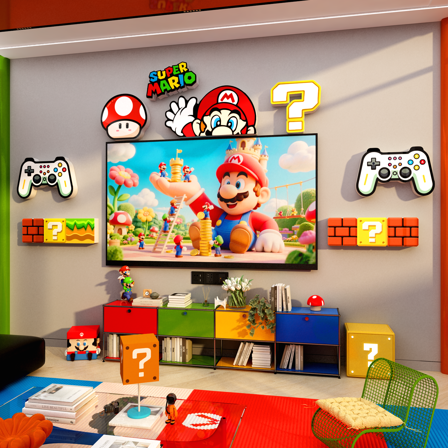 switch游戏机客厅电视背景墙面装饰贴画竞毛毡板照片任天堂马里奥,淘宝优惠券,粉丝福利购,淘宝优惠卷