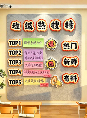 班级热搜榜文化墙贴教室布置装饰初高三开小新学期黑板报毛毡氛围