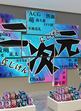 网红Q版初音未来店铺背景墙贴