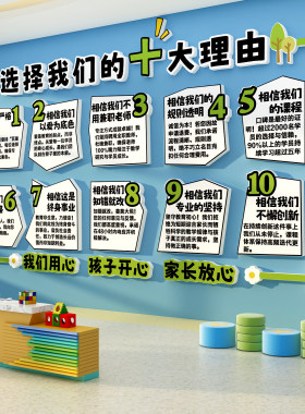 幼儿园家长公约好评教培训机构高端托管班级文化主题形象墙装饰贴