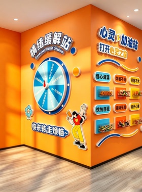 公司情绪互动幸运可爱转盘心灵理能量加油补给文化办室布置墙装饰