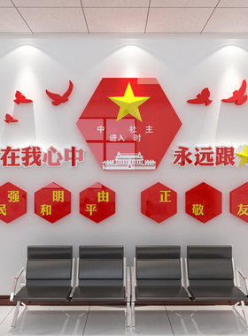 核心价值观党建设计员主题墙贴