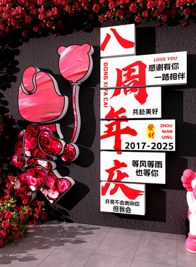 公司周年庆典店打卡活动kt板墙贴会场装饰场景气氛围高级感布置