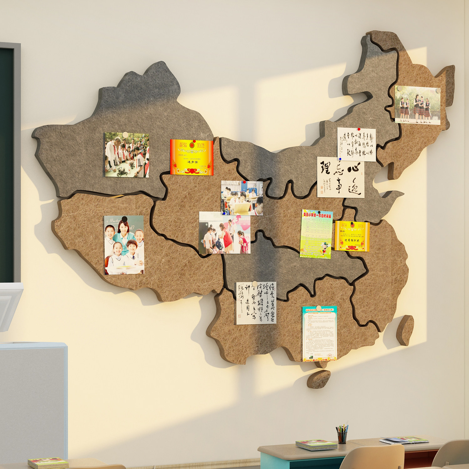 毛毡贴创意照片展示板地图中国墙面装饰画3d立体旅行社门店文化kt,淘宝优惠券,粉丝福利购,淘宝优惠卷