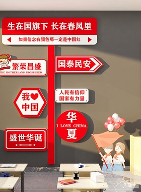 网红打卡拍照区爱国庆节氛围布置红色主题文化墙面装饰造场背景贴