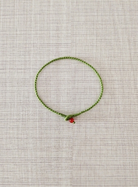 春季橄榄绿四股玛瑙珠手绳简约细款显白显瘦彩色手工编织手链