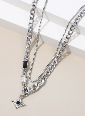 芒星双层项链男钛钢不掉色义乌新