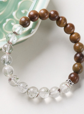 天然绿幽灵绿檀双拼手链新中式招米平安好运单圈手串饰品现货