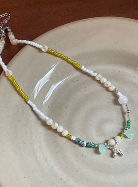 有你的时光里王灵均周依然同款项链小众个性可爱小狗串珠锁骨链