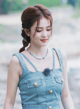 爱你徐若晗沈惜凡同款彩色串珠项链女多巴胺穿搭时尚百搭锁骨颈链