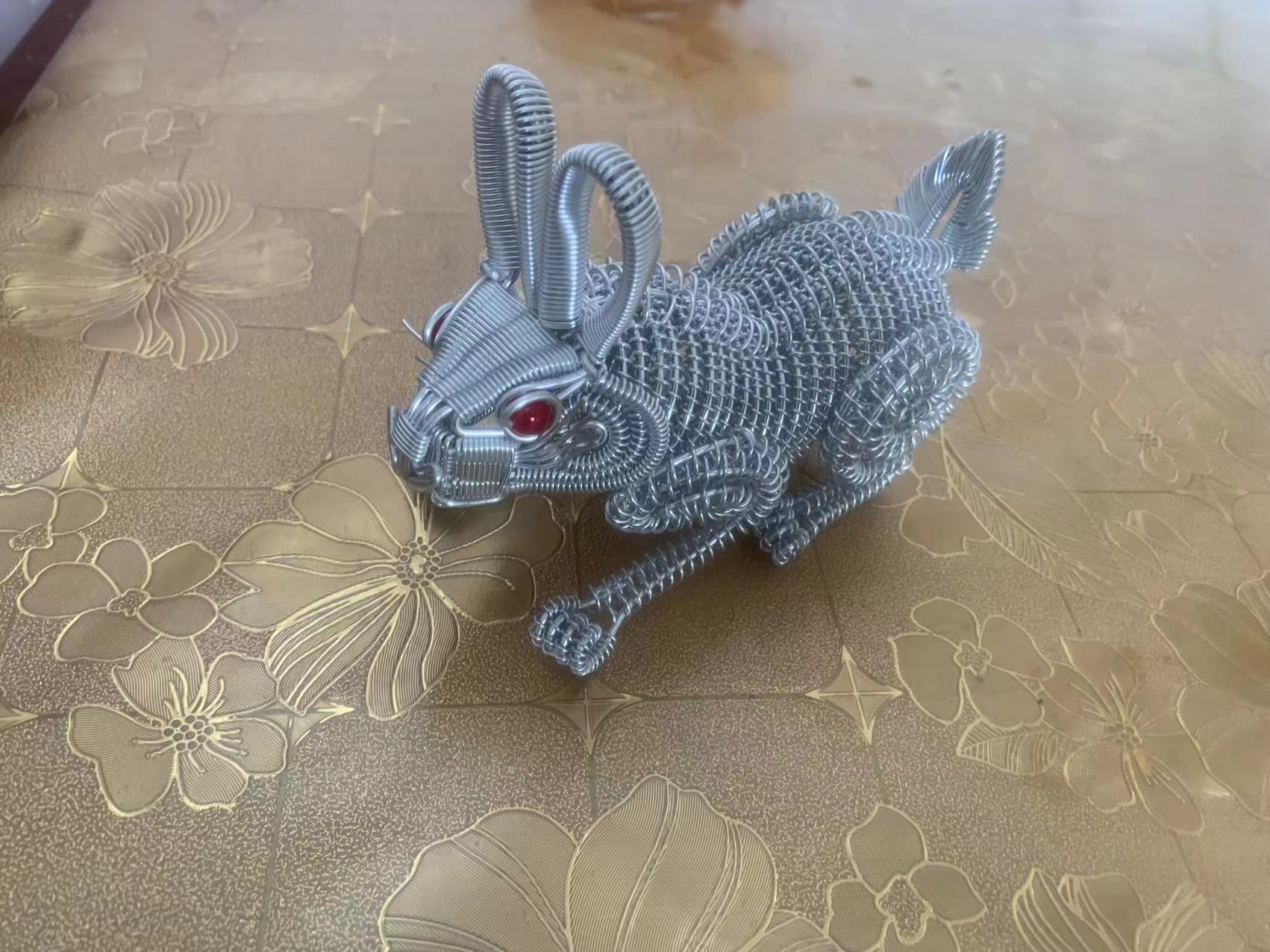 特色手工艺品铝线编织小白兔子模型摆件金属铁丝制作创意礼品礼物-图1