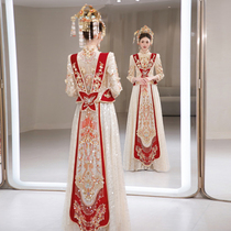 Champagne Luxurious Chinese Wedding Wedding Dress Show And 2023 new high-end toast gown Heavy work to be thin and white