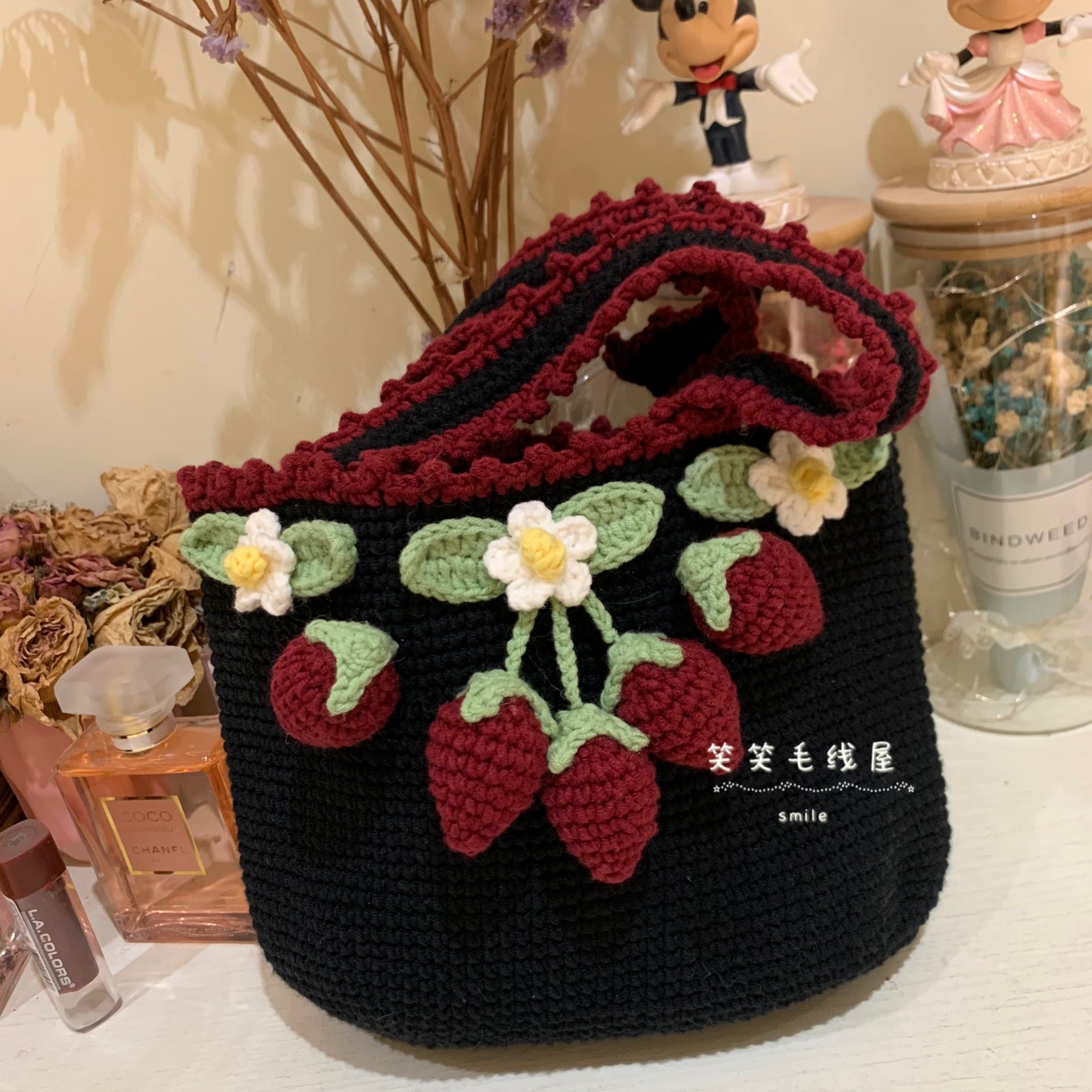 草莓庄园包 泫雅nana同款 手工DIY毛线钩编织花朵卡通手提材料包,淘宝优惠券,粉丝福利购,淘宝优惠卷