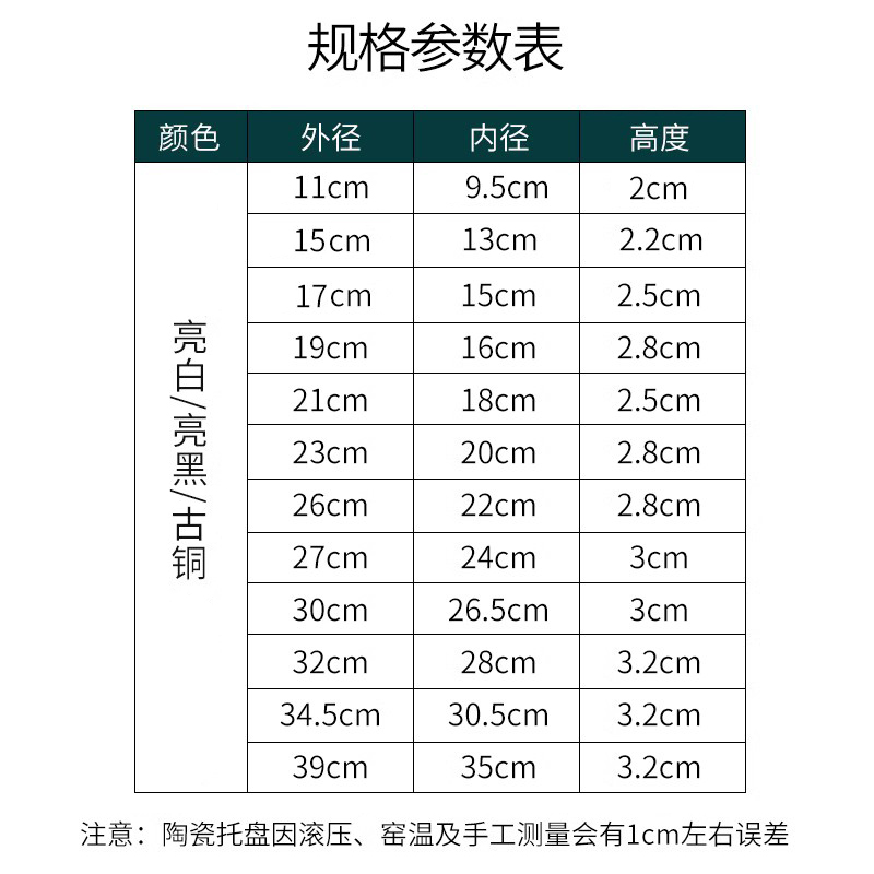 花盆底座陶瓷托盘圆形大小号尺寸接水盘落地桌面垫底防漏加厚底托 - 图1