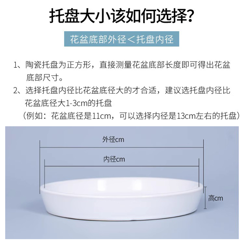 花盆底座陶瓷托盘圆形大小号尺寸接水盘落地桌面垫底防漏加厚底托 - 图0