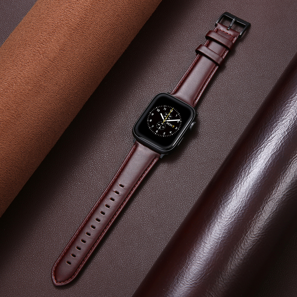 适用apple watchS7表带iwatch6真皮油光高级苹果手表表带男女个性 - 图0