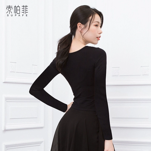 Черная классическая танцующая спортивная одежда для йоги, короткий рукав