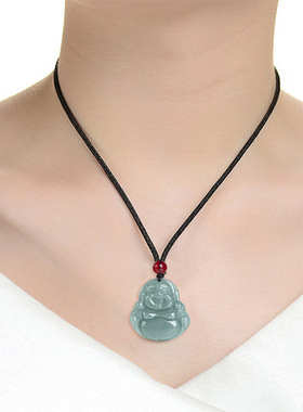 天然A货翡翠蓝水中号观音佛像吊坠挂件饰品男女款冰种玉石挂饰