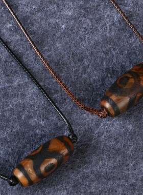 极速西藏老玛f瑙三眼天珠吊坠风化回纹锁骨项颈链时尚简约挂件饰