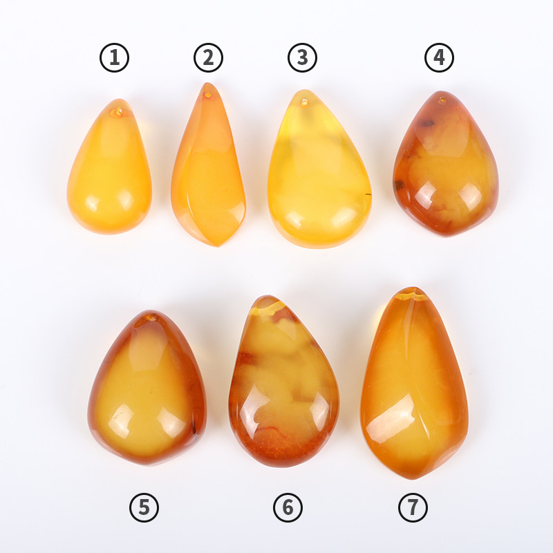 一物一图自然原石水滴蜜蜡毛衣链 YouShanGe项坠/吊坠