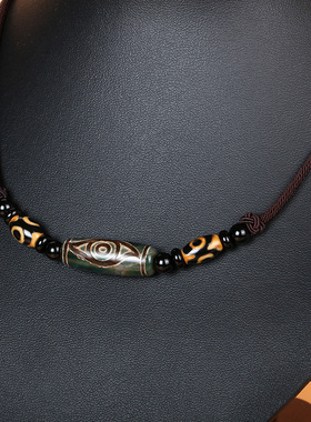 极速凤眼天珠玛瑙吊坠项链男女潮人创意搭L配锁骨链颈链饰品西藏