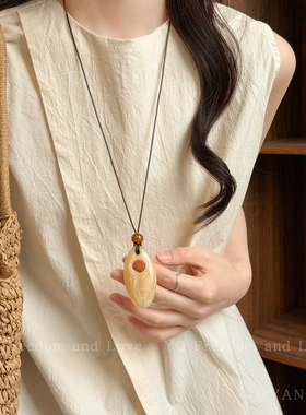 晕染美学~新中式复古吊坠长款项链女夏季高级感搭配衣服装饰配饰