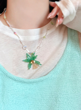 三亚之旅~海星椰子树贝壳串珠项链女海边度假锁骨链独特漂亮配饰