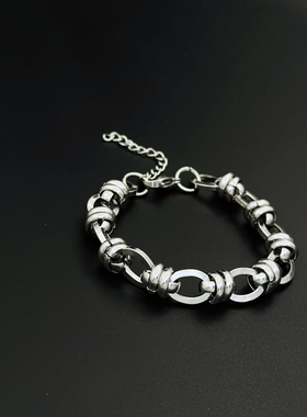 钛钢环环相扣手链男女小众设计