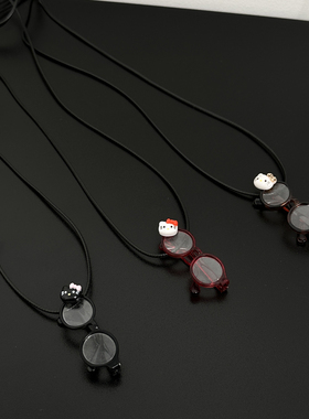 可爱卡通kt猫咪眼镜吊坠项链女