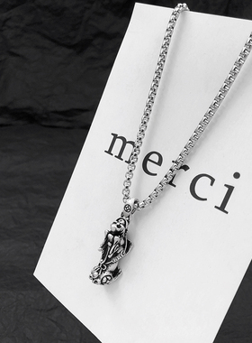 复古招财貔貅吊坠男女钛钢项链