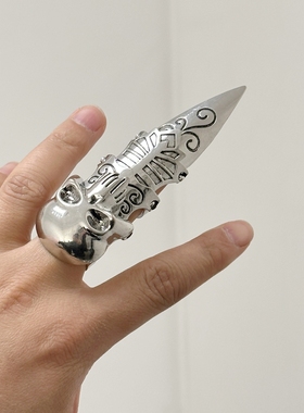 暗黑复古骷髅关节指环戒指潮男女