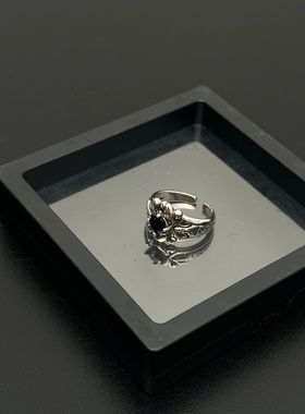 复古镶钻十字架戒指男女开口可调