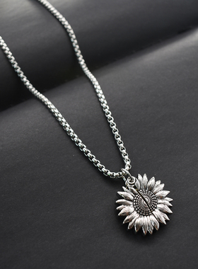 街头潮人hiphop向日葵项链嘻哈吊