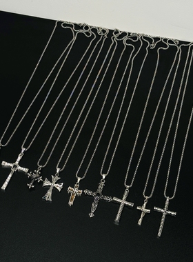 欧美潮牌十字架项链男女生毛衣链