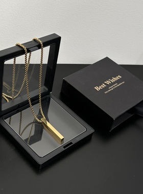 钛钢光面立体小长条项链男士吊坠