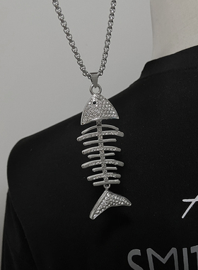 2022年新款情侣鱼骨头毛衣链男女