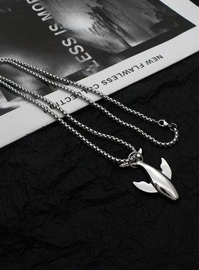 小鲸鱼项链钛钢情侣嘻哈毛衣链潮