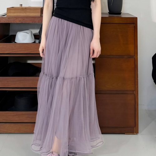 华尔兹丨100桑蚕丝16姆米双绉里衬网纱裙丨真丝内衬半身裙-MY4698 - 图0