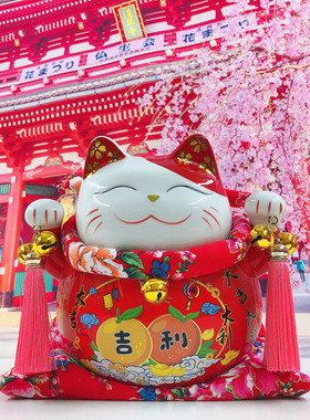 大吉大利储蓄红色好运前台招财猫
